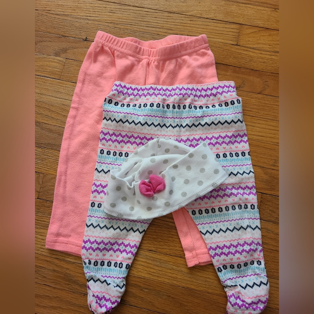 bundle baby girl 9m pants and hat